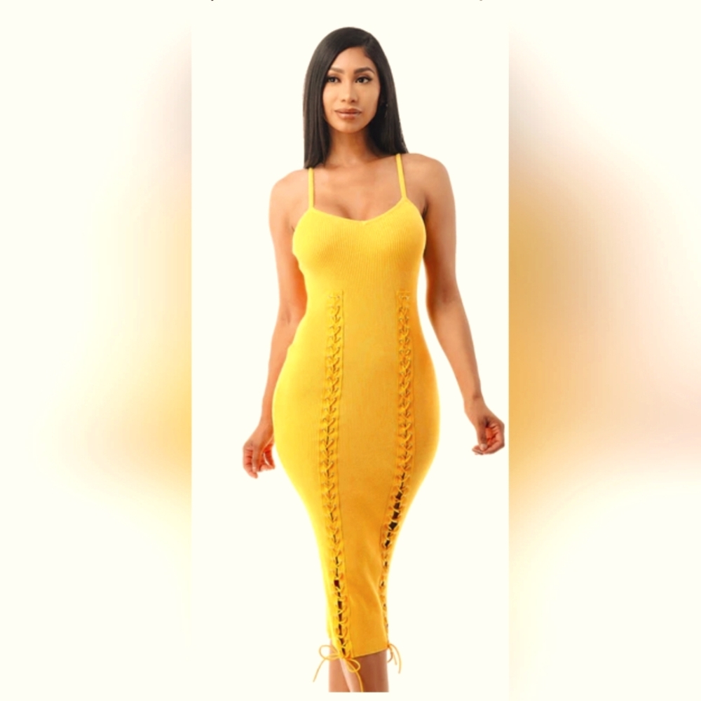 Mellow Yellow Ribbed Tank Dress